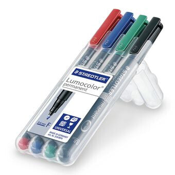 Staedtler Lumocolor 318 WP4 speedmarker Fin spids Sort, Blå, Grøn, Rød 4 stk