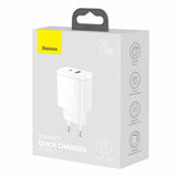 Baseus CCXJ-B02 oplader til mobil enhed Universel Hvid Vekselstrøm Hurtig opladning Indendørs