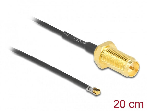 DeLOCK 12656 koaxial kabel 0,2 m RP-SMA MHF 4L LK Sort