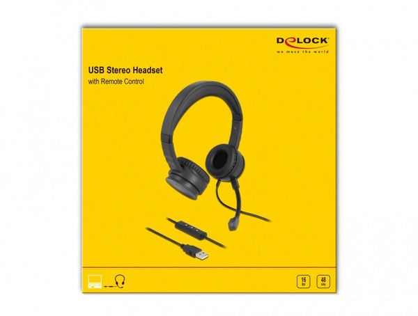 DeLOCK 27180 hovedtelefoner/headset Ledningsført USB Type-A Sort