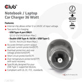 CLUB3D CAC-1921 oplader til mobil enhed Laptop Sort Cigartænder Automatisk