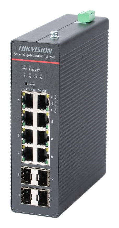 Hikvision DS-3T1512HP-SI-8P4F netværksswitch Administreret Gigabit Ethernet (10/100/1000) Strøm over Ethernet (PoE) Sort