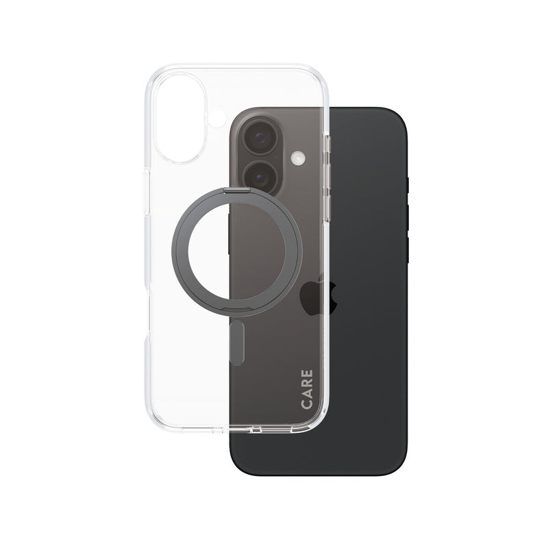 PanzerGlass CARE™ by ® Case Transparent m. Sort Kickstand & MagSafe iPhone 16 Plus