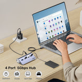 UNITEK H1337BGY01 interface hub USB 3.2 Gen 1 (3.1 Gen 1) Type-C 5000 Mbit/s Grå