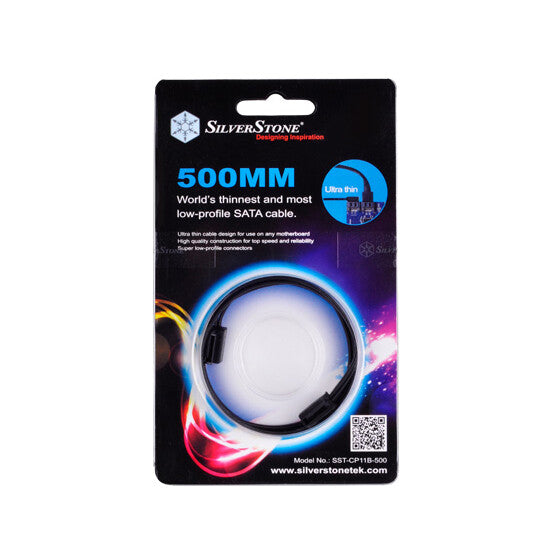 Silverstone CP11 SATA-kabel 0,5 m Sort