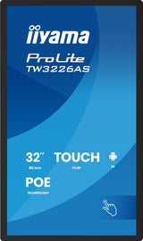 iiyama TW3226AS-B3P skilte display Kiosk design 80 cm (31.5") LED Wi-Fi 430 cd/m² Fuld HD Sort Berøringsskærm Indbygget processer Android 24/7