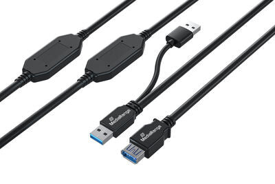 MediaRange MRCS244 USB-kabel USB 3.2 Gen 1 (3.1 Gen 1) 15 m 2 x USB A USB A 5 Gbit/sek. Sort