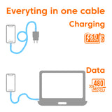 CLUB3D CAC-3011 USB-kabel 2 m USB C 0,48 Gbit/sek. 60 W Blå, Grøn
