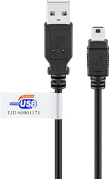 Goobay 93902 USB-kabel USB 2.0 1,8 m Mini-USB B USB A 0,48 Gbit/sek. Sort