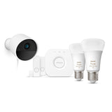 Philips Startsæt: 2 x E27 pærer (1100lm) + 1 x Secure kamera + 2 x Secure kontaktsensorer