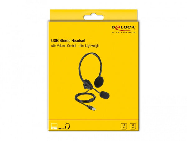 DeLOCK 27178 hovedtelefoner/headset Ledningsført Kontor/Callcenter USB Type-A Sort