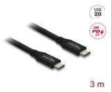 DeLOCK 81708 USB-kabel USB4 Gen 2x2 3 m USB C 20 Gbit/sek. 60 W Sort