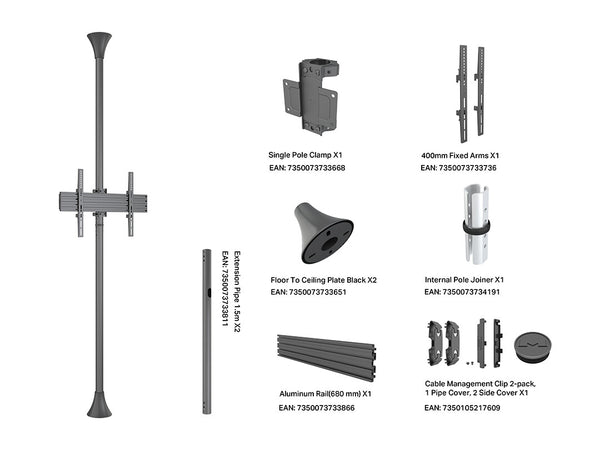 Multibrackets 3620 skærmbeslag til skiltning 165,1 cm (65") Sort