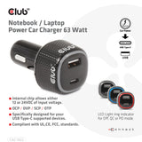CLUB3D CAC-1922 oplader til mobil enhed Laptop Sort Cigartænder Automatisk