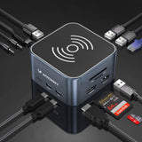 Wozinsky 12w1 ladowanie bezprzewodowe aluminiowy kabel 15 cm Ledningsført USB 3.2 Gen 2 (3.1 Gen 2) Type-C Grå
