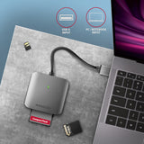 Axagon CRE-S3 External card reader USB-A 3.2 Gen 1 3-slot & lun SD/microSD/CF kortlæser USB 3.2 Gen 1 (3.1 Gen 1) Type-A Grå