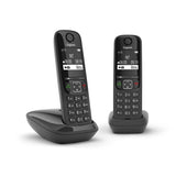 Gigaset AS690 Duo Analog/DECT-telefon Nummervisning Sort