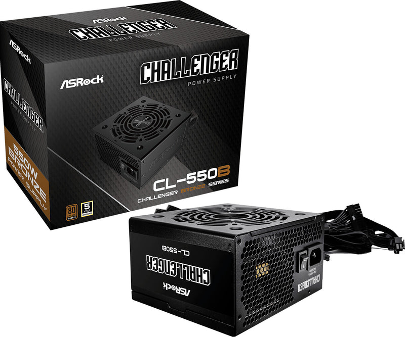 Asrock CL-550B Challenger enhed til strømforsyning 550 W 20+4 pin ATX ATX Sort