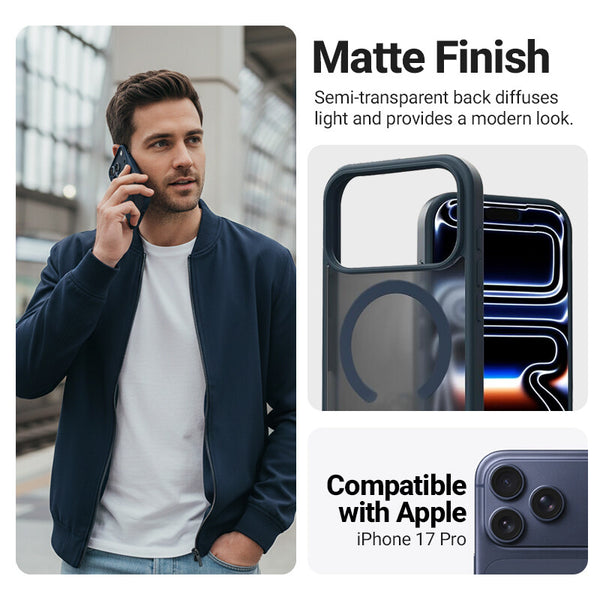 Crong CRGHMMIP1763PNBL mobiltelefon etui Cover Marineblå, Gennemsigtig