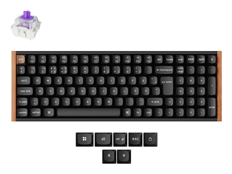 Keychron K4 HE tastatur Universel USB + RF Wireless + Bluetooth Nordisk Sort, Træ