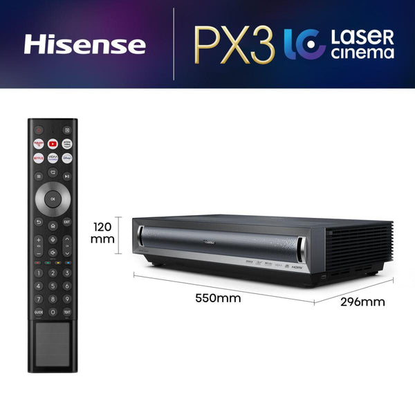 Hisense PX3 projektion-tv Ultrakort projektor med kort projiceringsafstand 2800 ANSI lumens UHD 4K (3840x2160) Sort, Mørkegrå