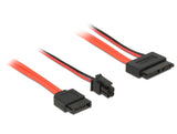 DeLOCK 0.3m, SATAIII 7p + 4p/Slim SATAIII 13p SATA-kabel 0,3 m SATA 7-pin + Molex (4-pin) SATA 13-polet Slimline Sort, Rød