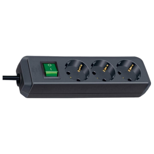 Brennenstuhl Eco-Line with switch and 1,5 mm² Ø cable stikdåse 5 m 3 AC stikkontakt(er) Sort