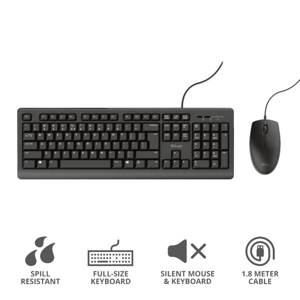 Trust Primo tastatur Mus inkluderet Kontor USB Tysk Sort