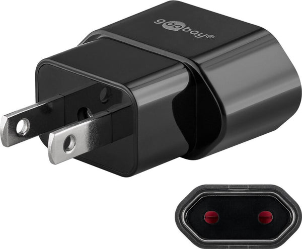 Goobay 45344 strømstik adapter Type A Type C (eurostik) Sort