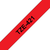 Brother TZE-421 etiketbånd Sort på rød