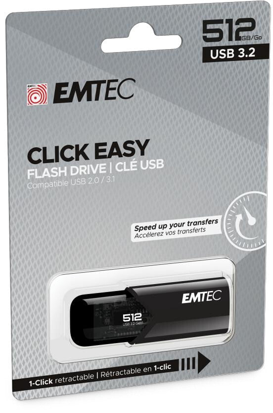 Emtec B110 Click Easy 3.2 USB-nøgle 512 GB USB Type-A 3.2 Gen 2 (3.1 Gen 2) Sort