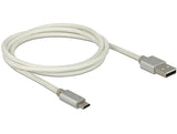 DeLOCK 1m USB 2.0-A/USB 2.0 Micro-B USB-kabel USB A Micro-USB B 0,48 Gbit/sek. Hvid