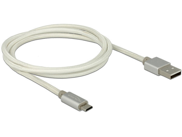 DeLOCK 1m USB 2.0-A/USB 2.0 Micro-B USB-kabel USB A Micro-USB B 0,48 Gbit/sek. Hvid