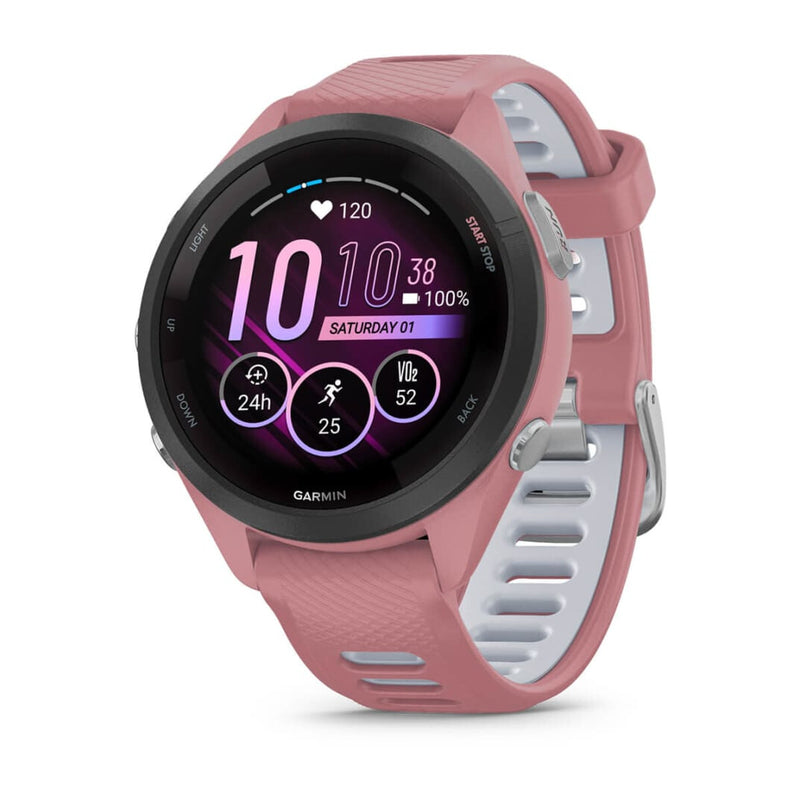 Garmin Forerunner 265S 2,79 cm (1.1") AMOLED 42 mm Digital 360 x 360 pixel Berøringsskærm Sort, Lyserød Wi-Fi GPS (satellit)