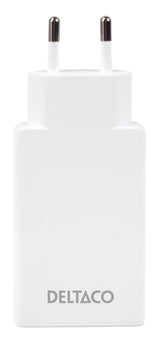 Deltaco USB-C wall charger 67 W, 2x USB-C PD, slim, tot 67 W, white