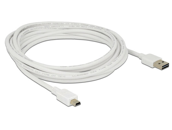 DeLOCK 3m, USB2.0-A/USB2.0 Mini-B USB-kabel USB A Mini-USB B 0,48 Gbit/sek. Hvid