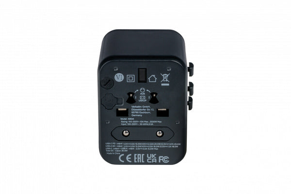 Verbatim 49544 strømstik adapter Universel Sort