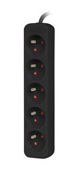 Lanberg PS0-05E-0100-IEC-BK stikdåse 1 m 5 AC stikkontakt(er) Indendørs Sort