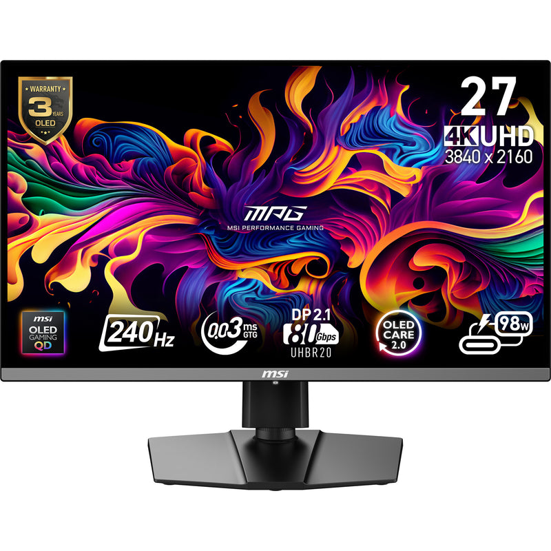MSI MPG 272URXDE QD-OLED computerskærm 67,3 cm (26.5") 3840 x 2160 pixel 4K Ultra HD Sort
