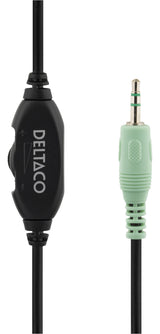 Deltaco Stereohovedtelefoner med volumenkontrol, over-ear, sort