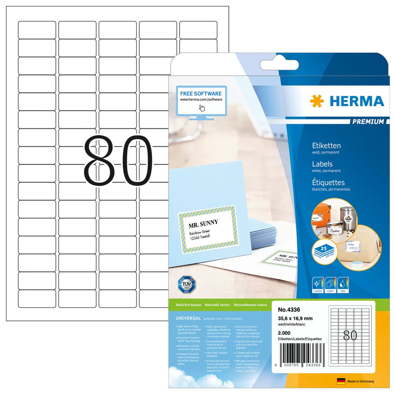 HERMA 4336 print etiket Hvid Selvklæbende printeretiket
