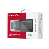 Axagon ACU-QC18 oplader til mobil enhed Mobiltelefon, Strømbank, Smartphone, SmartWatch, Tablet, Universel Sort Vekselstrøm Hurtig opladning Indendørs