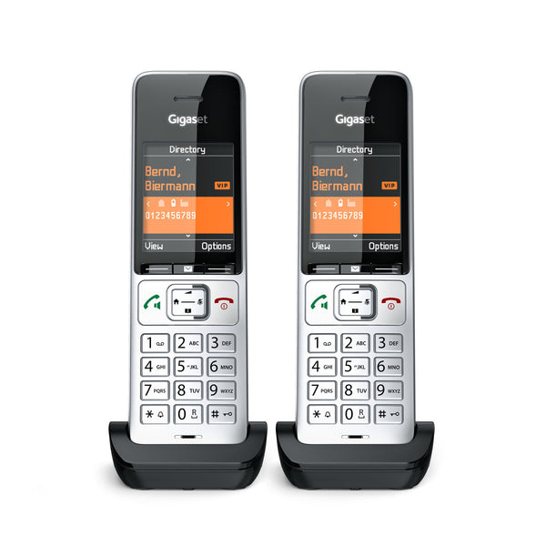 Gigaset COMFORT 500HX duo Analog/DECT-telefon Nummervisning Sort, Sølv