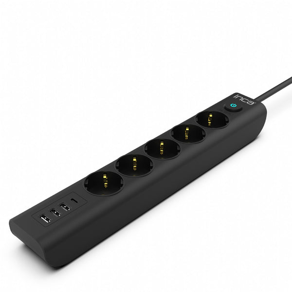 Inca IPW-44TU overspændingsbeskytter Sort 5 AC stikkontakt(er) 230 V 1,5 m