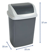 MAUL 9521087 skraldespand 10 L Rektangulær Plast, Polypropylen (PP) Mørkegrå, Hvid