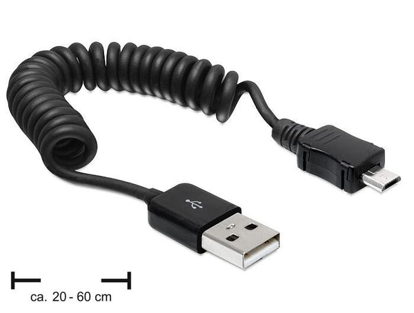 DeLOCK USB 2.0-A/USB micro-B 0.6m USB-kabel 0,6 m USB A Micro-USB B 0,48 Gbit/sek. Sort