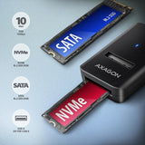 Axagon ADM2-AM USB-A 10Gbps - M.2 NVMe & SATA SSD adaptér, kabelis USB-A 10cm SSD kabinet Sort