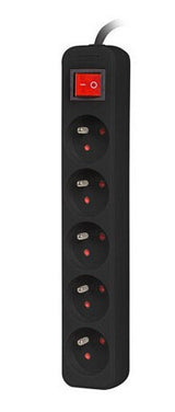 Lanberg PS1-05E-0150-BK stikdåse 1,5 m 5 AC stikkontakt(er) Indendørs Sort