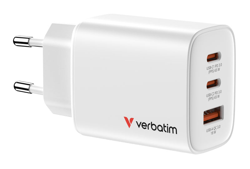 Verbatim 32353 oplader til mobil enhed Universel Hvid Vekselstrøm Hurtig opladning Indendørs