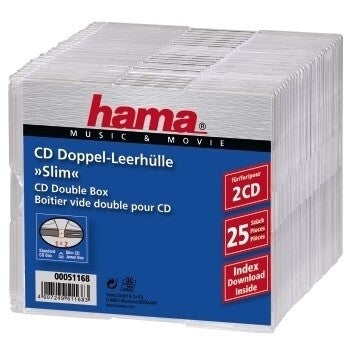 Hama 00051168 optisk disk etui Slimline etui 2 diske Transparent